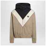 Valentino Black butter and camel jacket with Vlogo patch