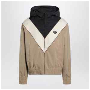 Valentino Black butter and camel jacket with Vlogo patch