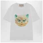 Valentino White T-shirt with Le Chat De La Maison print