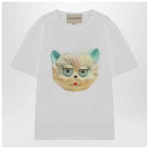 Valentino White T-shirt with Le Chat De La Maison print