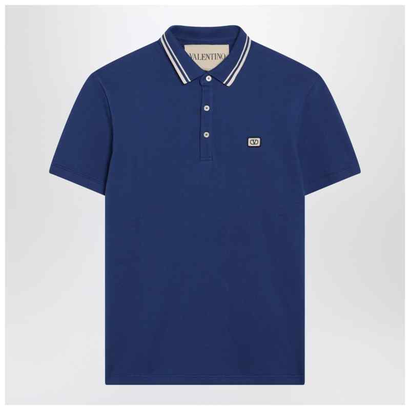 Valentino Blue polo shirt with Vlogo patch Valentino Blue polo shirt with Vlogo patch, theFeinheit
