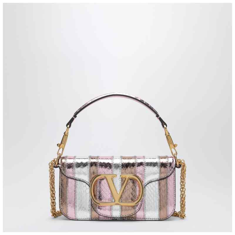 Valentino Small Loc&ograve; shoulder bag in multicolour laminated elaphe leather, theFeinheit