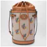 Valentino Garavani Canvas bucket bag with floral embroidery