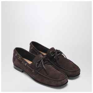 Valentino Garavani Brown suede lace-up loafers