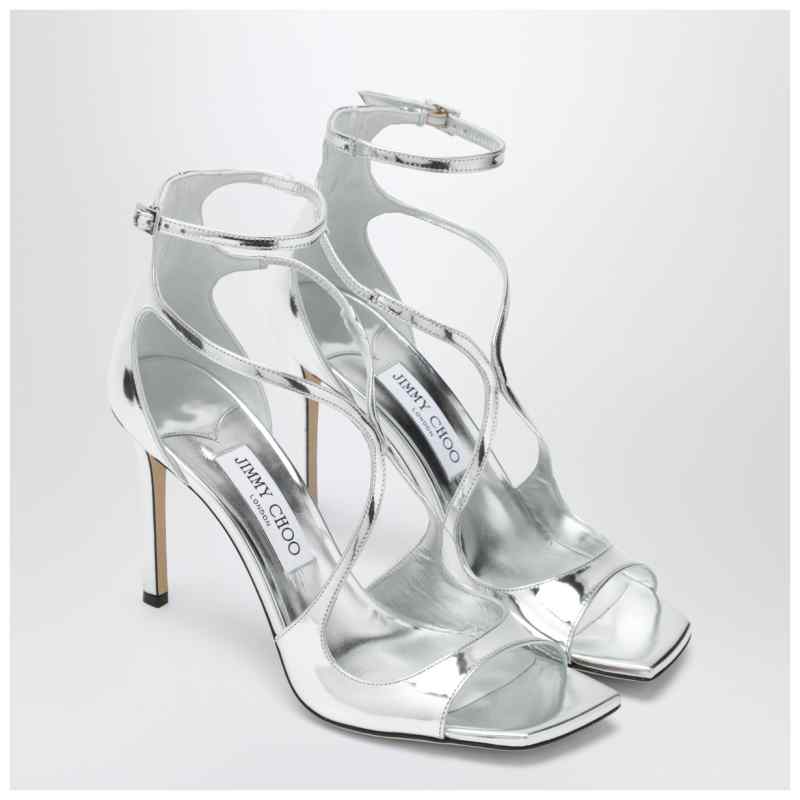 Jimmy Choo Azia 95 metallic silver sandals, theFeinheit
