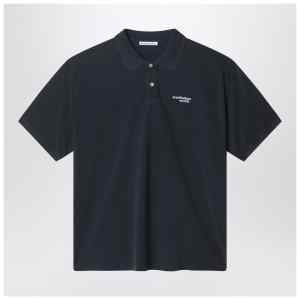 Acne Studios Black polo shirt with distressed finish