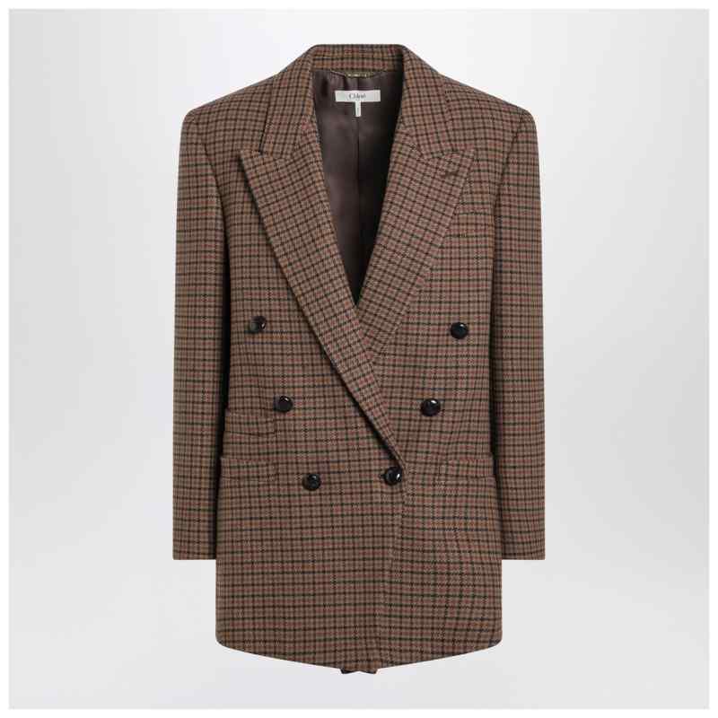 Chlo&eacute; Brown/black houndstooth double-breasted jacket, theFeinheit