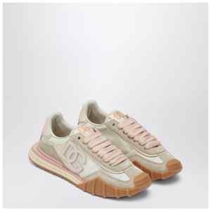 Dolce&Gabbana DG Athletic sneakers in ivory and pink fabric and leather