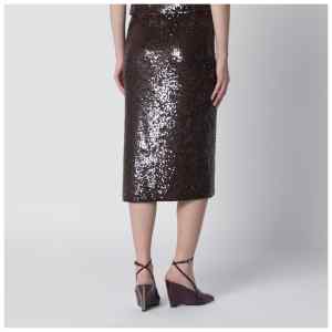 P.A.R.O.S.H. Brown sequin pencil skirt