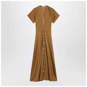LEMAIRE Cinnamon-brown zip-up dress in cotton-viscose jersey