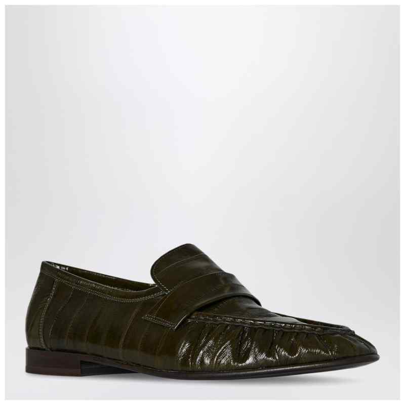 The Row Olive green eel leather loafers, theFeinheit