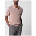 Tagliatore Pink openwork cotton polo shirt