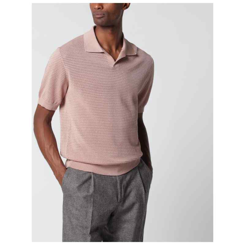 Tagliatore Pink openwork cotton polo shirt Tagliatore Pink openwork cotton polo shirt, theFeinheit
