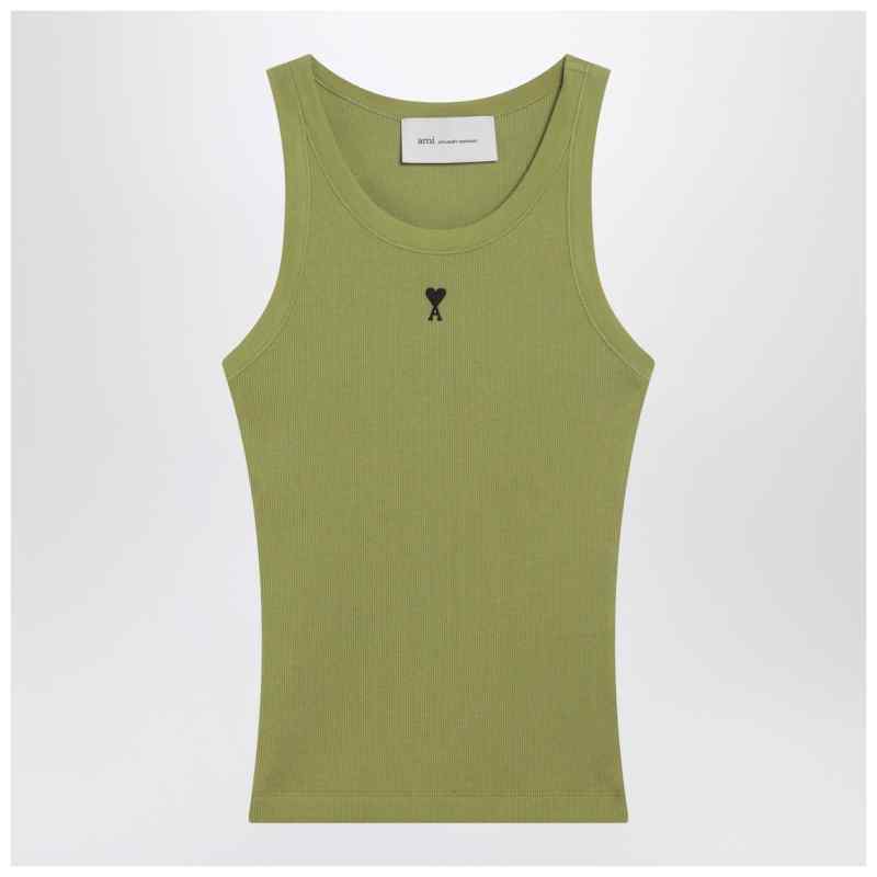 Ami Paris Ami De Coeur matcha green tank top, theFeinheit