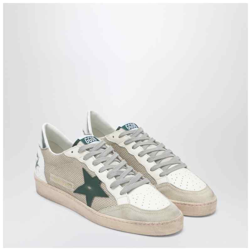 Golden Goose Ballstar sneakers in white and green with vintage effect, theFeinheit