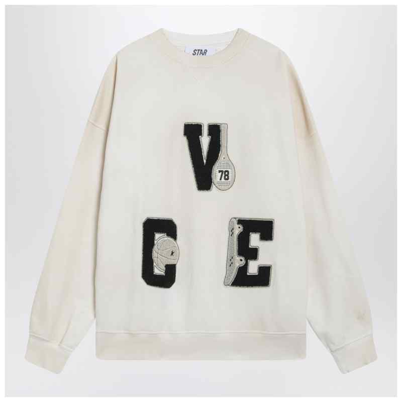 Golden Goose White crewneck sweatshirt with patches, theFeinheit