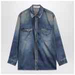 Golden Goose Blue oversized Patty shirt with denim print