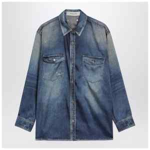 Golden Goose Blue oversized Patty shirt with denim print