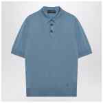 Dolce&Gabbana Light blue silk polo shirt