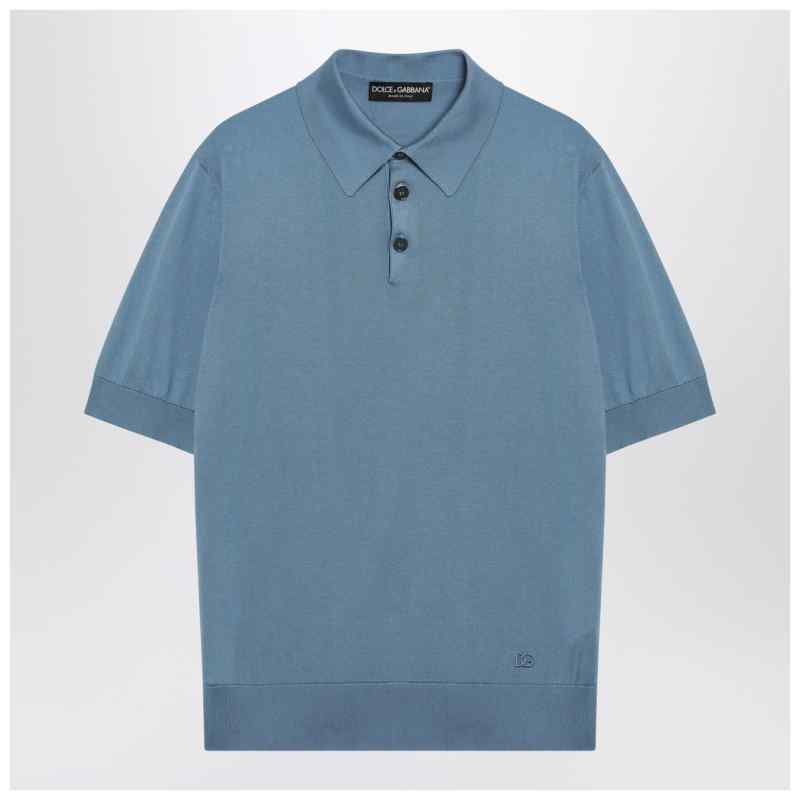Dolce&Gabbana Light blue silk polo shirt Dolce&Gabbana Light blue silk polo shirt, theFeinheit