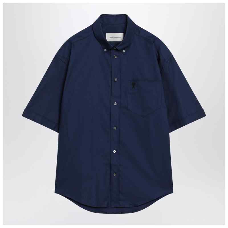 Ami Paris Ink blue boxy Ami De Coeur shirt, theFeinheit