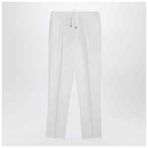 Brunello Cucinelli White linen drawstring trousers