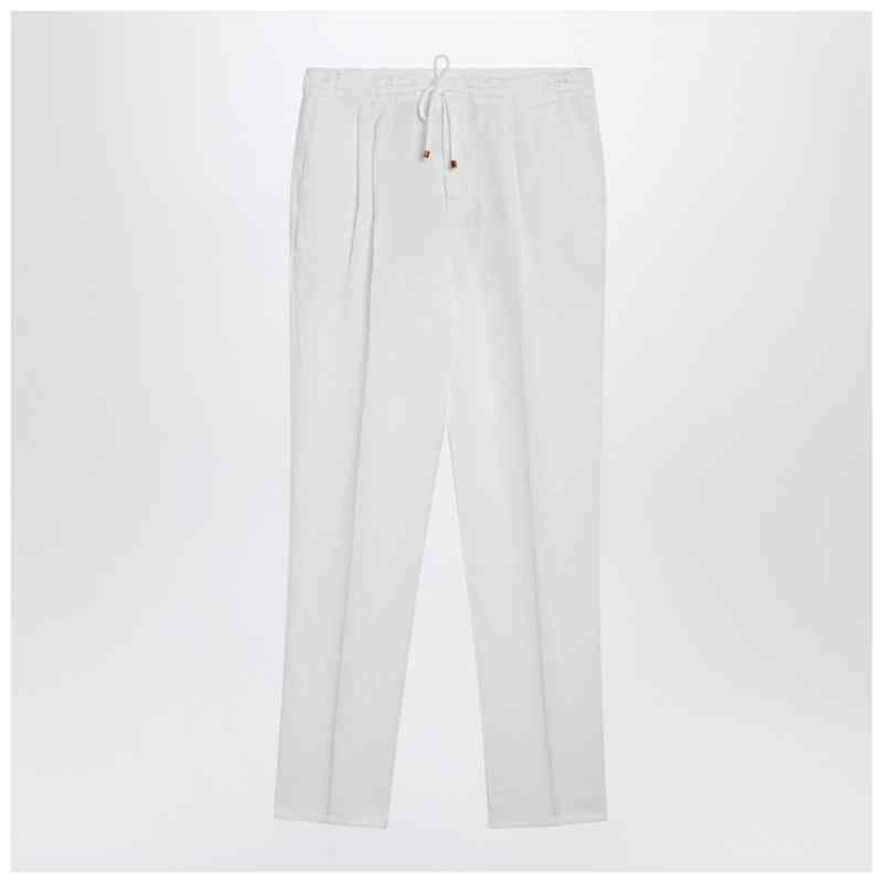 Brunello Cucinelli White linen drawstring trousers, theFeinheit