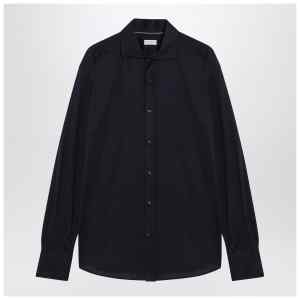 Brunello Cucinelli Navy blue silk and cotton shirt