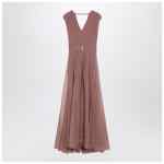 Brunello Cucinelli Pink Crispy silk dress with belt