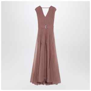Brunello Cucinelli Pink Crispy silk dress with belt