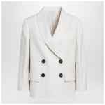 Brunello Cucinelli Ivory fluid twill jacket in viscose and linen