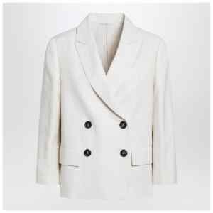 Brunello Cucinelli Ivory fluid twill jacket in viscose and linen