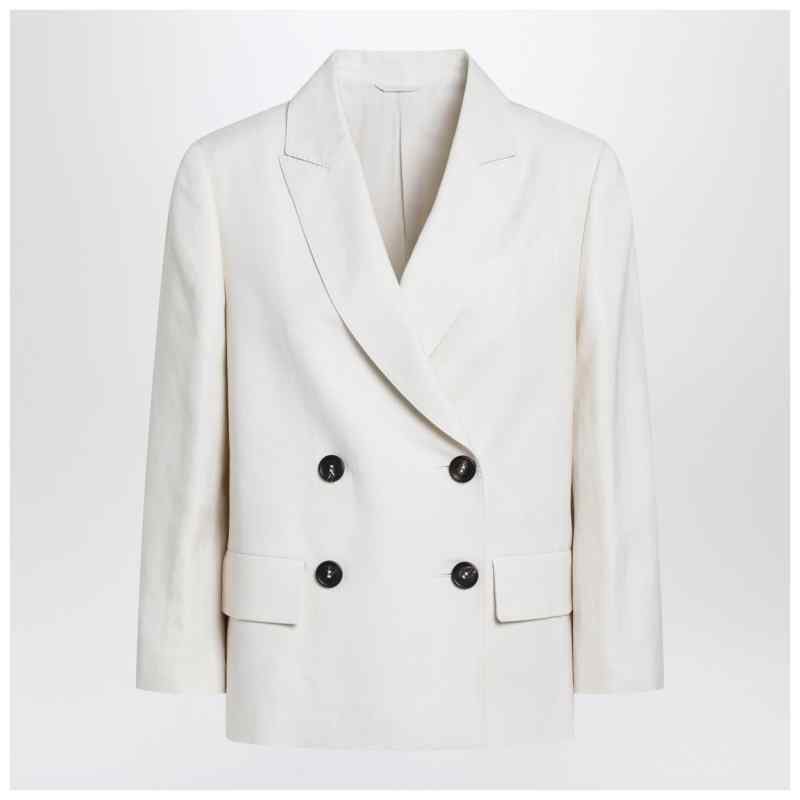 Brunello Cucinelli Ivory fluid twill jacket in viscose and linen Brunello Cucinelli Ivory fluid twill jacket in viscose and linen, theFeinheit