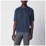 Thom Browne Navy blue cotton polo shirt