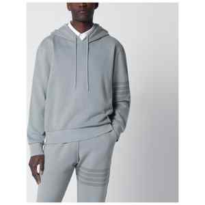 Thom Browne Grey cotton hooded sweatshirt