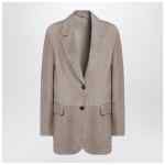 Brunello Cucinelli Light brown suede single-breasted blazer