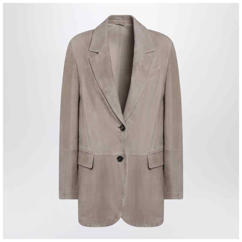 Brunello Cucinelli Light brown suede single-breasted blazer, theFeinheit