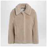Max Mara Light beige alpaca and wool teddy cropped coat