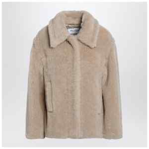 Max Mara Light beige alpaca and wool teddy cropped coat