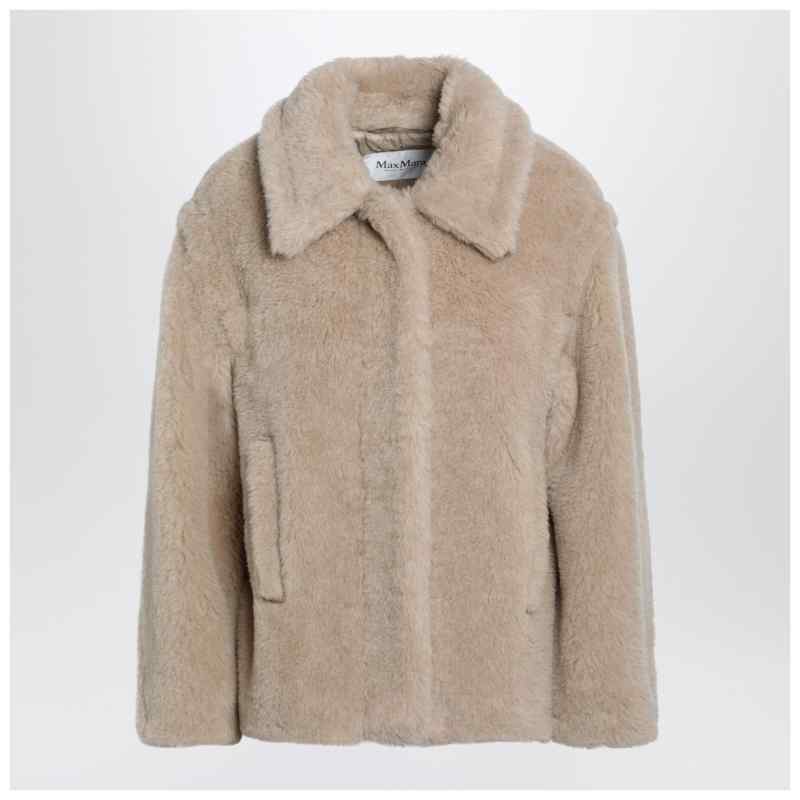 Max Mara Light beige alpaca and wool teddy cropped coat Max Mara Light beige alpaca and wool teddy cropped coat, theFeinheit