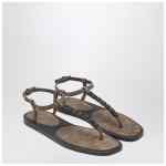 Brunello Cucinelli Suede thong sandals with Precious Straps