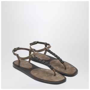 Brunello Cucinelli Suede thong sandals with Precious Straps