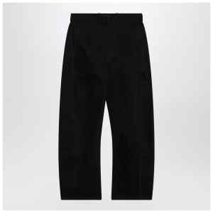 LEMAIRE Black cotton trousers with belt