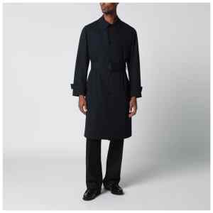 Lardini Blue single-breasted wool trench coat