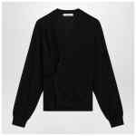 LEMAIRE Black asymmetric wool-blend cardigan