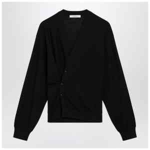 LEMAIRE Black asymmetric wool-blend cardigan