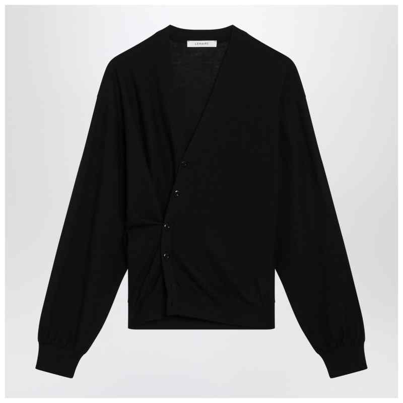 LEMAIRE Black asymmetric wool-blend cardigan, theFeinheit
