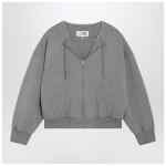 MM6 Maison Margiela Felpa con zip e coulisse in cotone grigia