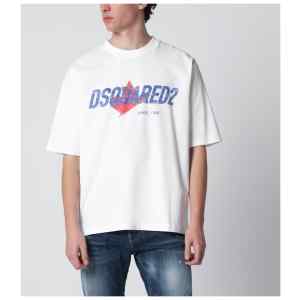 Dsquared2 White loose-fit T-shirt with logo print