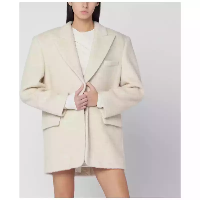 THE ANDAMANE Oversized ivory jacket in wool blend